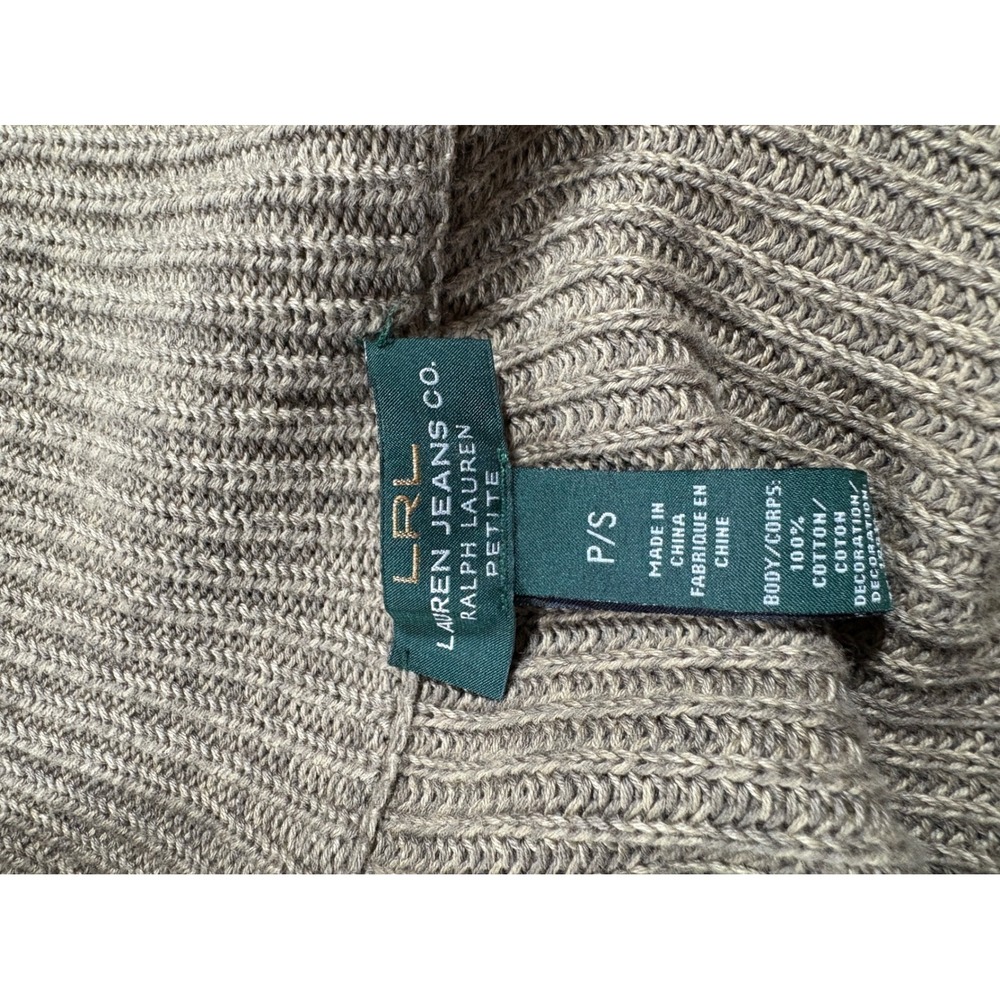 VTG LRL Sweater Cardigan Elbow Patches Green Knit Fox Hunt Buttons Equestrian PS - Picture 16 of 16